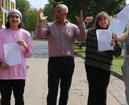 Paul Senior Interim Director of Education and The Urswick School Year 11 Students